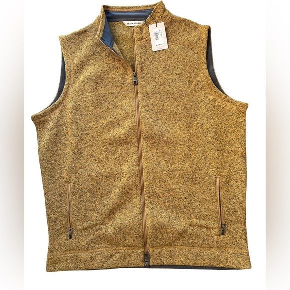 Peter Millar Crown Fleece Full Zip Golf Vest Yellow Men’s Size L - Picture 1 of 7